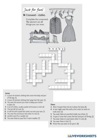 Clothes- crossword