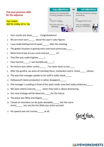 Adjectives ed or ing