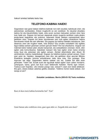 Telefono kabina haiek