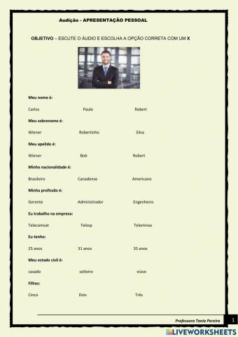Audição Apresentação Pessoal