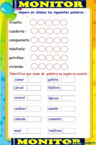 Clasificación de las palabras según su acento