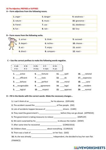 B1 PREFIXES and SUFFIXES
