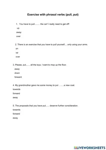 Phrasal verbs- put,pull