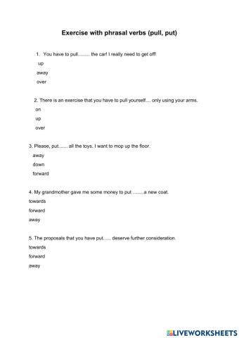 Phrasal verbs- put,pull