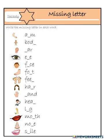 Starters parts of the body - missing letter