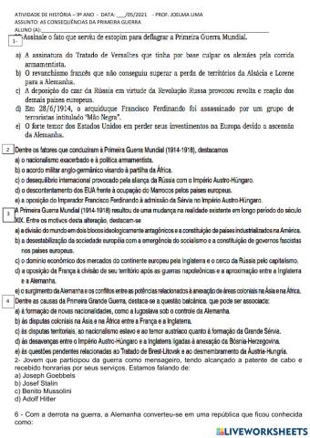 Consequências da primeira guerra