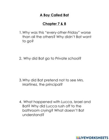 A Boy Called Bat - Chapter 7 & 8