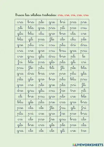 Grupos consonánticos CR