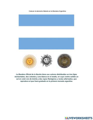 Actividad con símbolos patrios argentinos