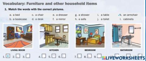 Vocabulary: furniture and house holds