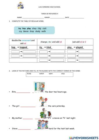 REGULAR VERBS  9TH 