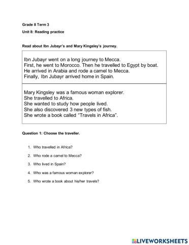 Reading comprehension