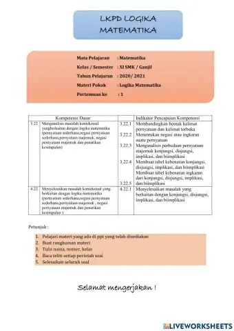 LKPD 1 kalimat terbuka, pernyataan, kalimat majemuk