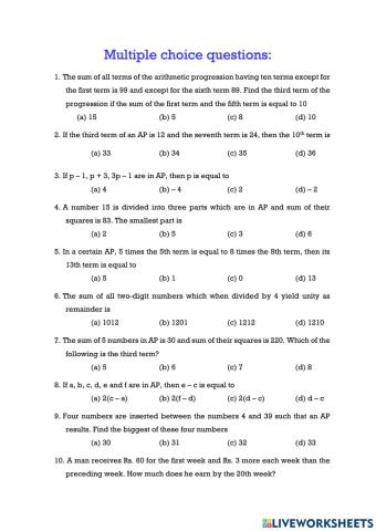 Arithmatic Progressions