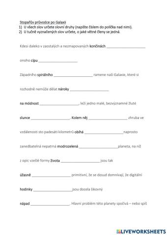 Slovní druhy, větné členy