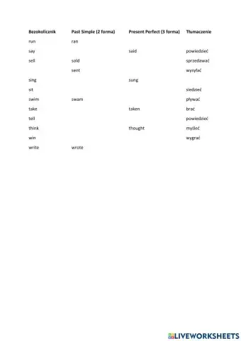 Irregular verbs part.3 , class 6