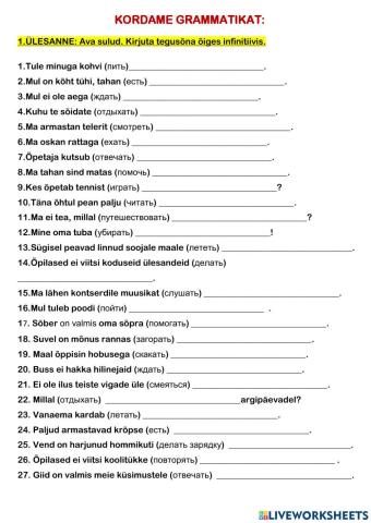 4kl-GRAMMATIKA (INFINITIIVID, TAGASÕNAD, LIHTMINEVIK)