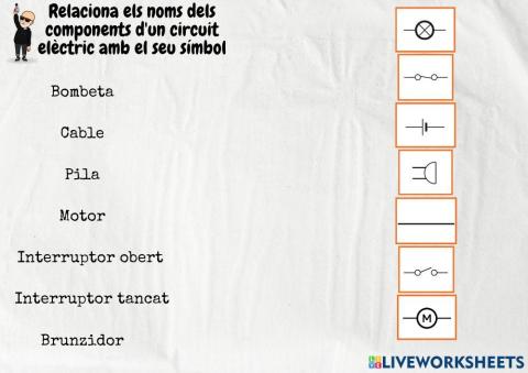 Relacionar noms i símbols circuit elèctric