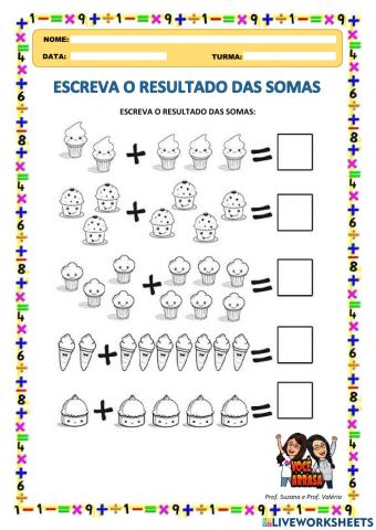 Escreva o Resultado das Somas