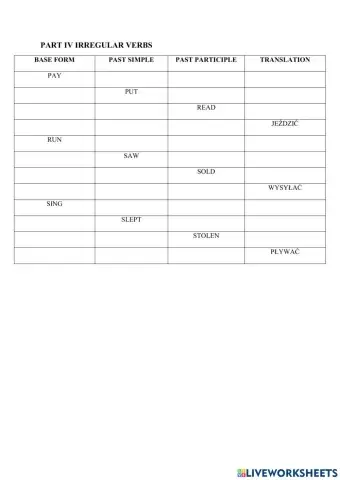 Irregular verbs part IV