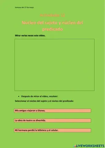 Núcleo del sujeto y del predicado