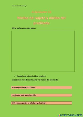 Núcleo del sujeto y del predicado