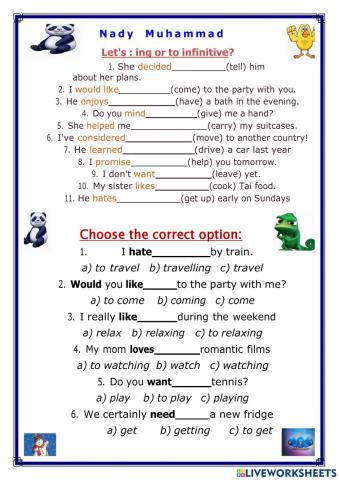 To + Infinitive or V. + ing  Nady Muhammad