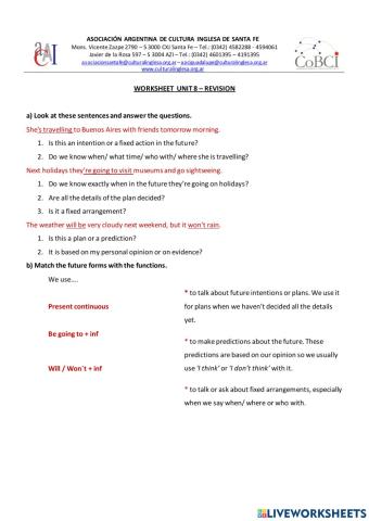 Revision Future forms