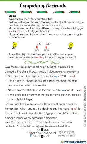 Comparing and Ordering Decimals