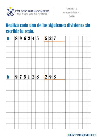 Divisiones con tres cifras en el divisor