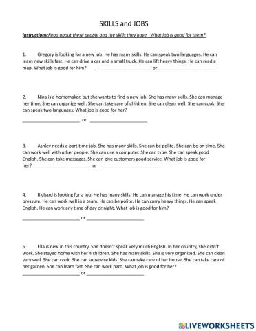 Here are the skills? What job is best?