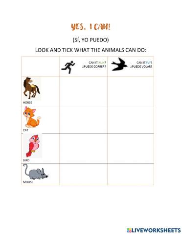 Animals can fly and run