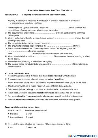 Grade 10 SAT Term IV