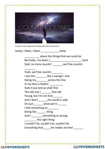 Present Perfect Progressive Counting Stars