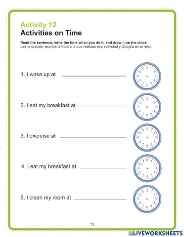 Activities on Time