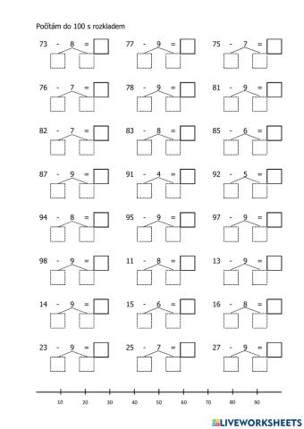 Odčítání do 100 s rozkladem