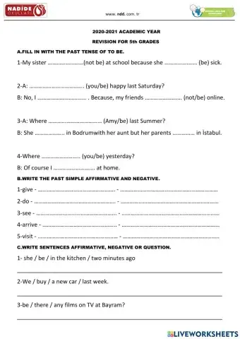 5th Grades Revision Unit End