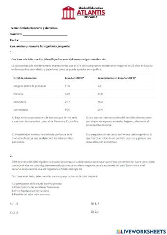 Feriado bancario y derechos.