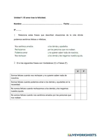 Evaluación Unidad 1 5º Primaria