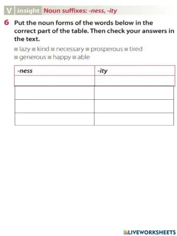 Suffixes -ness -ity
