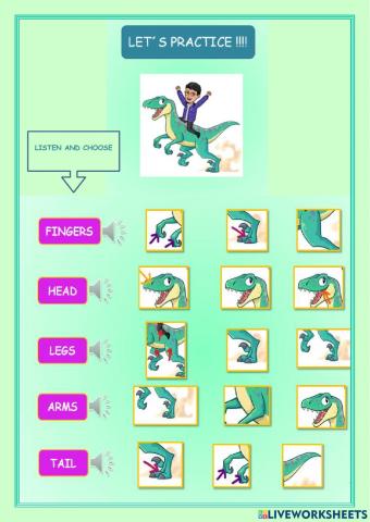 Parts of the body multiple choice