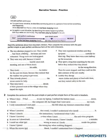 Past Perfect simple and continuous