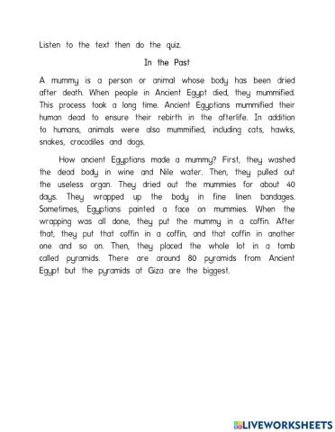 In the past quiz