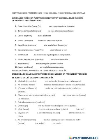 Pretérito y copretérito