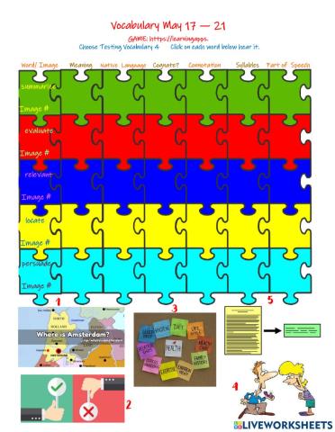 Testing 4 Vocabulary log