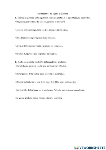 Modificadores del sujeto: la aposición