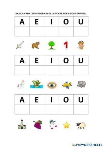 Ejercicios de Clasificación de vocales