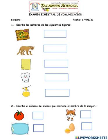 Examen bimestral de comunicación