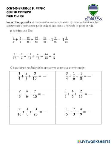 Adición con fracciones