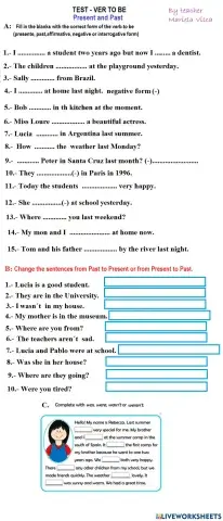 Verb to be - past and past